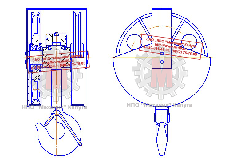 Крюковая подвеска ПК-10,0-17А-2-500-16,5 чертеж