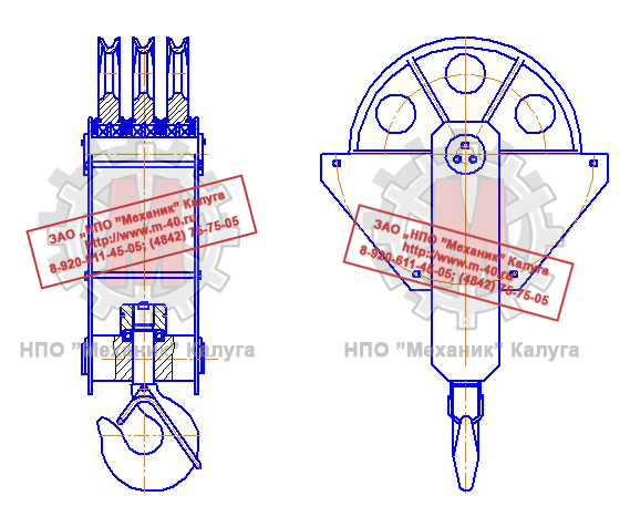Крюковая подвеска ПК-10,0-17А-3-500-16,5 чертеж