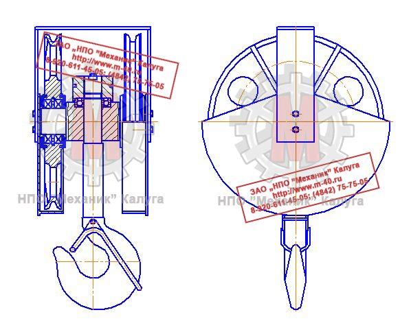 Крюковая подвеска ПК-10,0-17А-2-630-18 укороченная чертеж