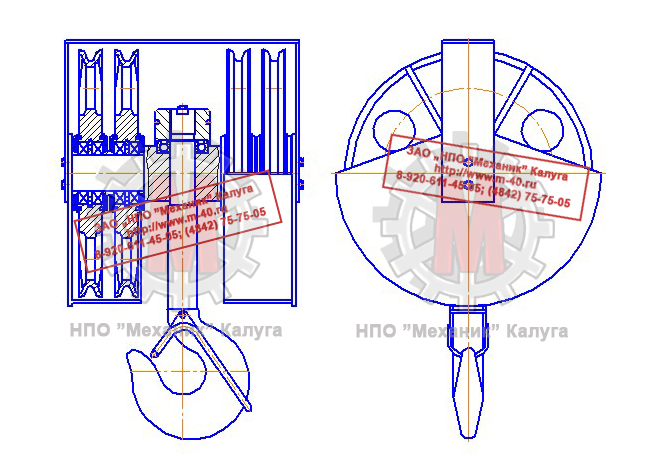 Крюковая подвеска ПК-20-19А-4-400-16,5 укороченная чертеж